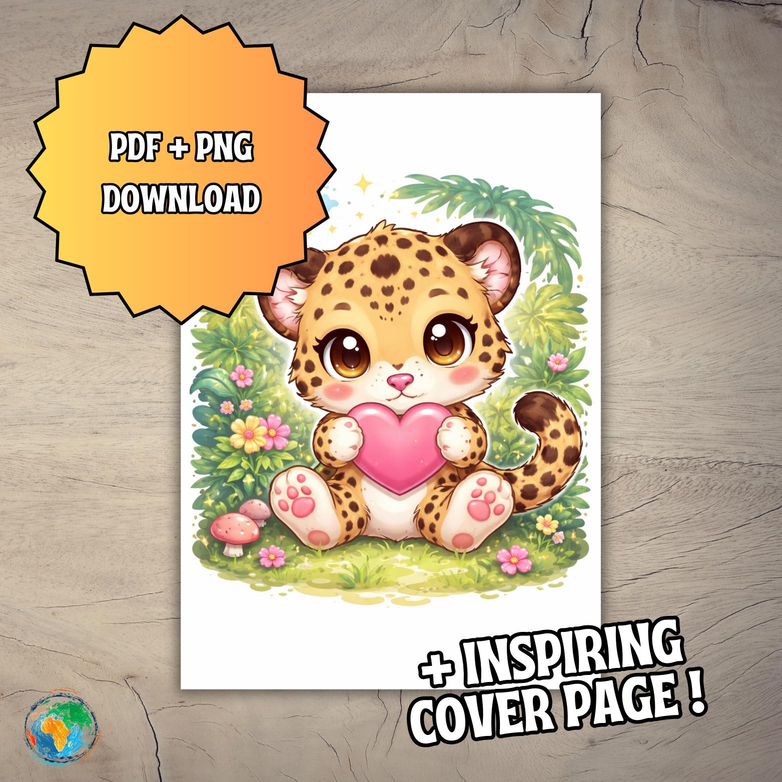 Kawaii & Chibi Wildlife – Leopard Coloring Book Part 2 for Kids | Cute ...
