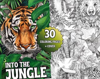 Wilde Welten – Dschungel Ausmalbuch für Erwachsene | Tropische Tiere & Natur | 30 Seiten PDF + PNG