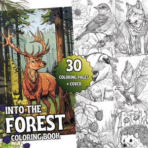 Wild Worlds – Forest & Wildlife Coloring Book for Adults | Nature Coloring Pages | 30 Pages PDF + PNG