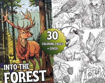 Wilde Welten – Wald & Wildtiere Ausmalbuch für Erwachsene | Natur Malvorlagen | 30 Seiten PDF + PNG