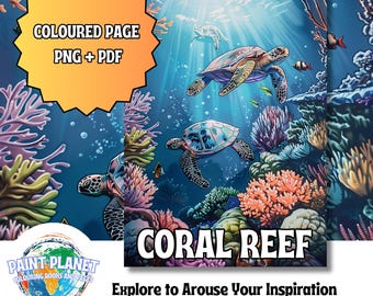 Coral Reef: Meditative ocean coral reef with sea turtles image by Paint Planet