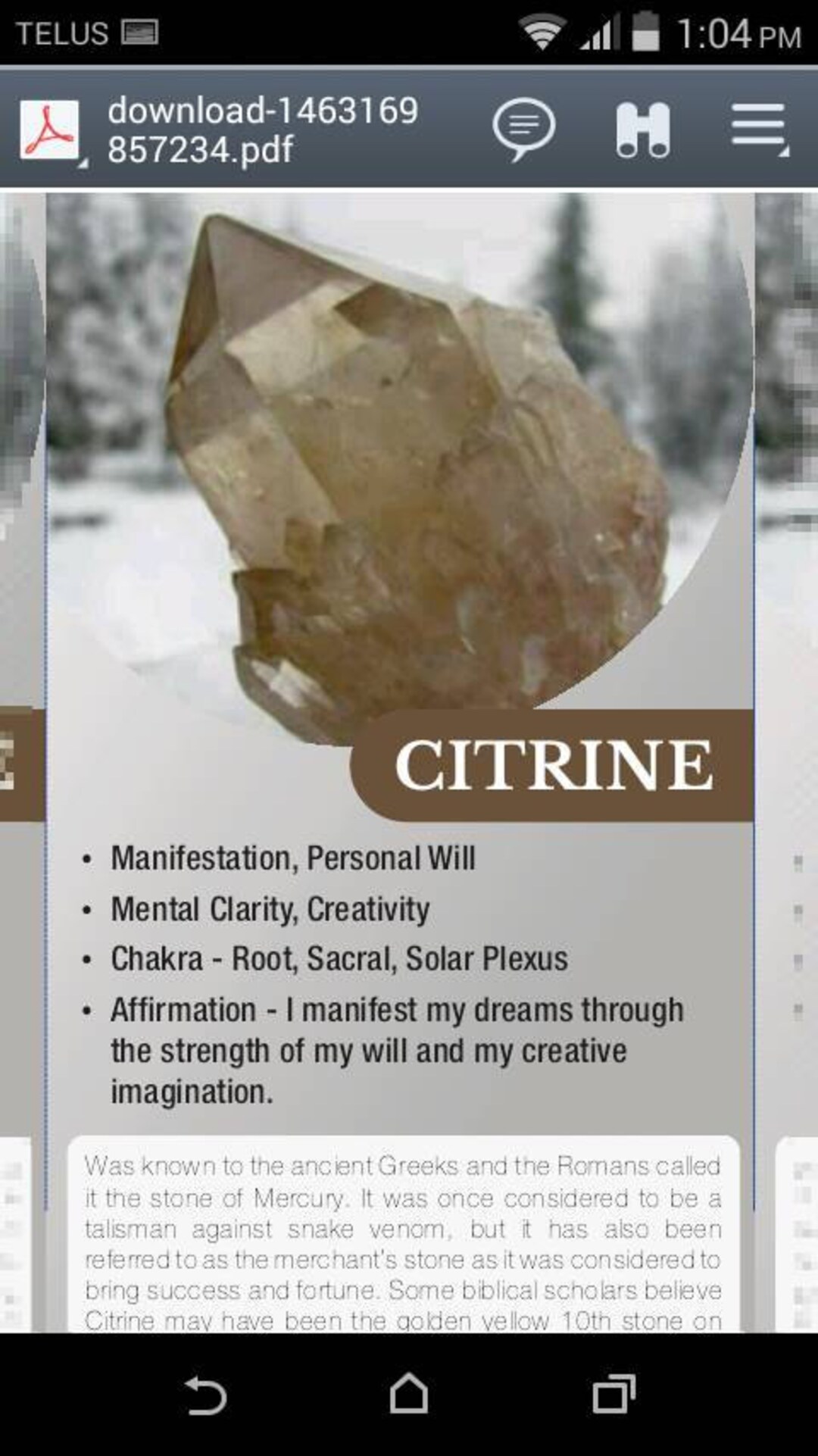 Citrine Crystal Meaning Cards Crystal Information Cards Instant ...