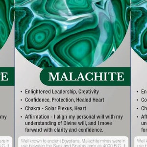 Malachite Crystal Meaning Cards Crystal Information Cards Instant Download