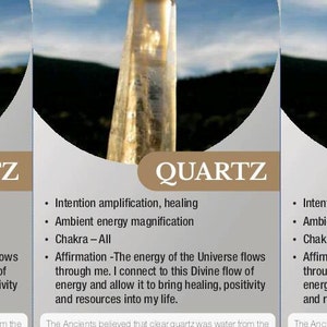 Quartz Crystal Meaning Cards Crystal Information Cards Instant Download Printable