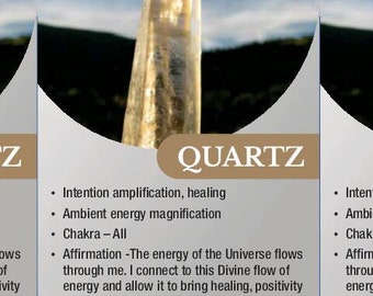 Cartes de signification en cristal de quartz Cartes d’information en cristal Téléchargement instantané imprimable