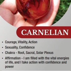 Carnelian Crystal Meaning Cards Crystal Information Cards Instant Download