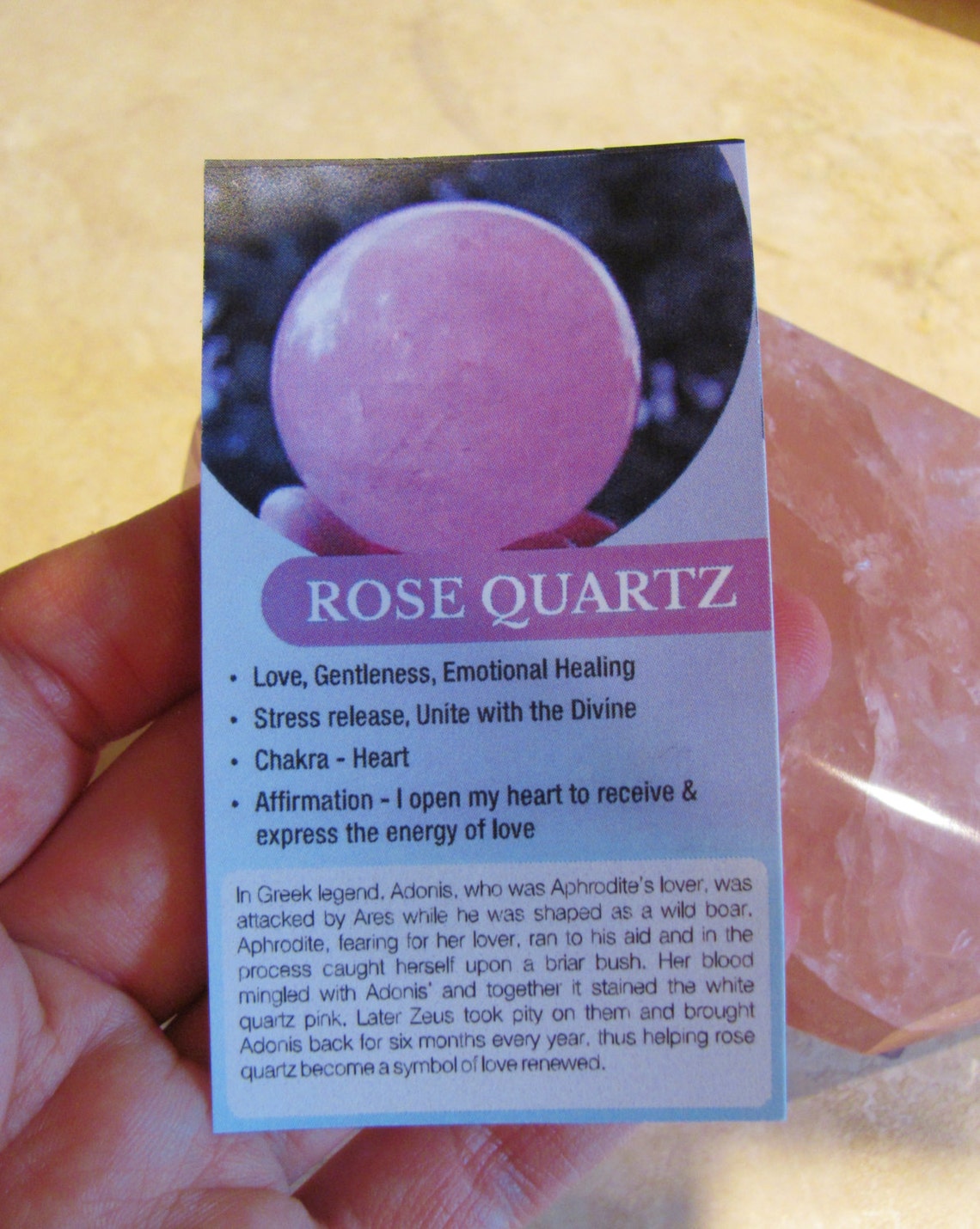 Rose Quartz Crystal Meaning Cards Crystal Information Cards Etsy