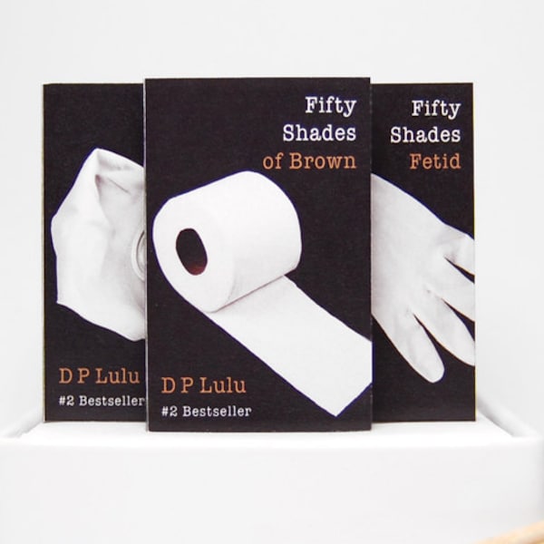 Stocking stuffer novelty book gag gift matchbox set -- Fifty Shades of Brown. Great secret santa gift