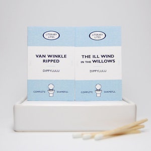 Novelty stocking stuffer tiny book gag gift set Literary Lites II. Hilarious literary lovers gift. Matchboxes that look like mini books. image 2