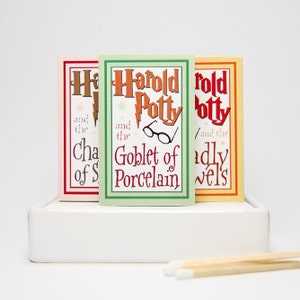 Stocking stuffer gag gift parody matchboxes -- Harold Potty Lites. Literary lovers secret santa.