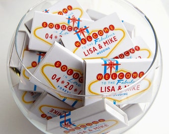 Wedding matchbox favors, personalized birthday anniversary celebration  -- Push your luck with Vegas Lites
