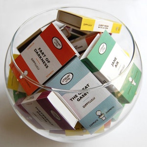 Book stocking stuffer gag gift -- Collected Works of Literary Lites. Boxed set of farty fun. Hilarious set of mini book matches. 9 fun boxes