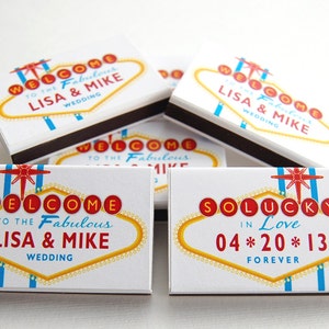 Wedding matchbox favors, personalized birthday anniversary celebration Push your luck with Vegas Lites image 2