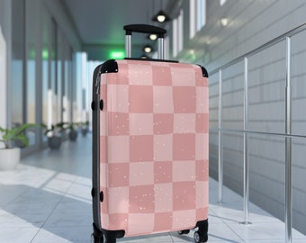 Pink Plaid Suitcase Set