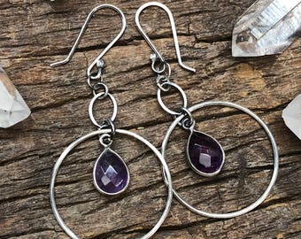 Amethyst Hoop Earrings