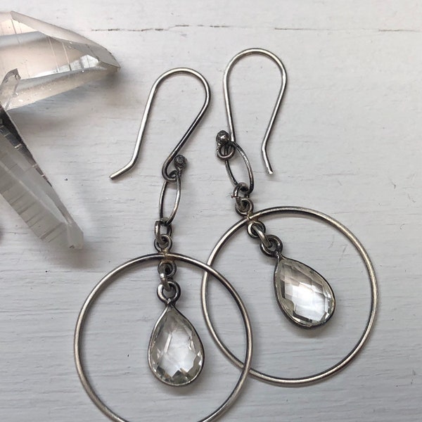 Quartz Crystal Hoop Earrings