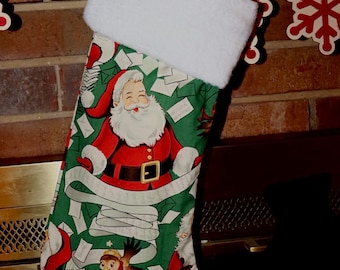 Vintage looking Santa Christmas Stocking