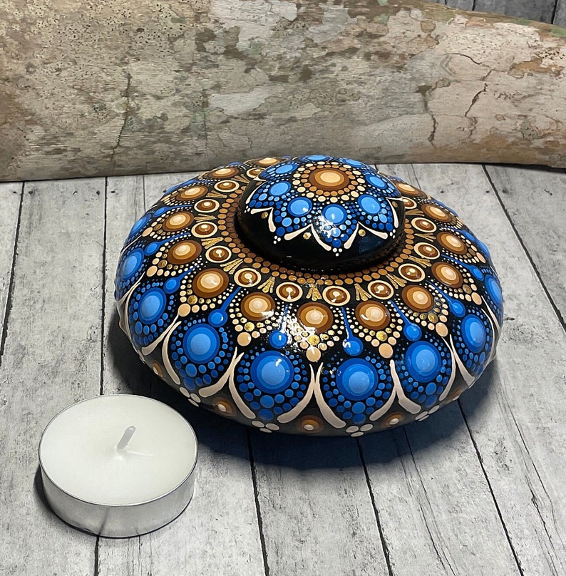 Mandala Dot Art Tea Light Holder Hand Painted Dot Art Etsy