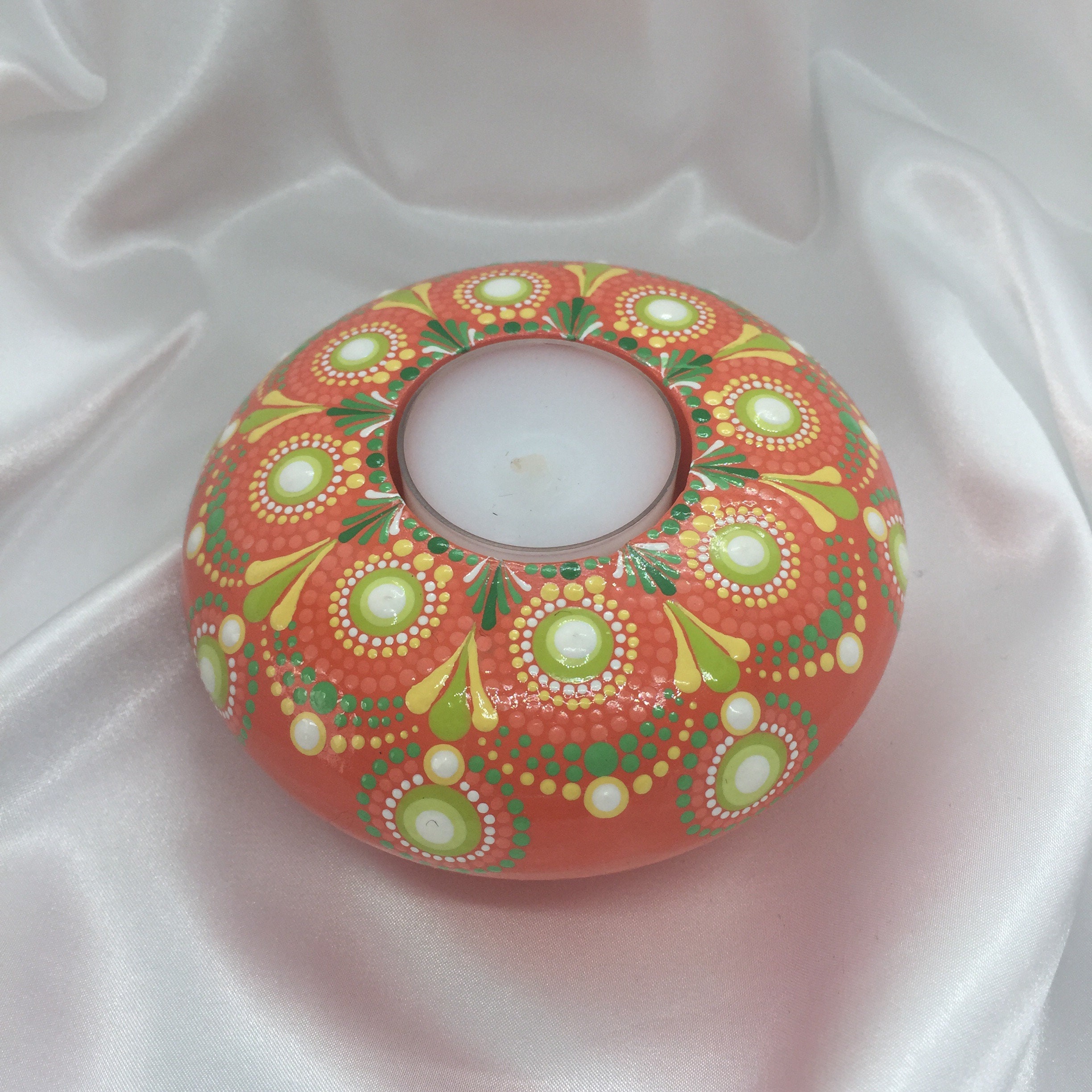 Mandala Dot Art Tea Light Holder Mandala StoneHand painted Etsy