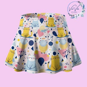 Meditative Cats Skater Skirt: Tennis, Golf, Running - High Waist Skort