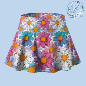Spring Daisy Skirt, Gift for Her, Tennis Pickleball Running Cute Golf Skirt with Pockets Short, Skort, Miniskirt