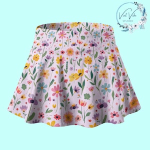 Pinky Spring Flowers, Gift for Her, Tennis Pickleball Running Cute Golf Skirt with Pockets Short, Skort, Miniskirt