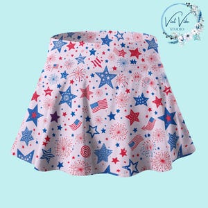 July 4th Memorial Day fireworks Skirt, American Flag Skirt, Gift for Her, Tennis Pickleball Golf Skirt, Skort, Miniskirt, Athletic Skirt