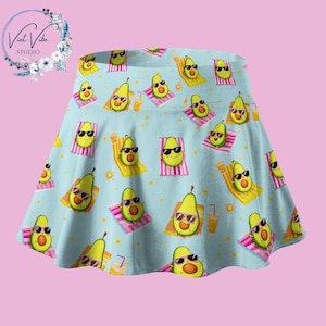 Avocados on Vacation, Gift for Her, Tennis Pickleball Running Cute Golf Skirt with Pockets Short, Skort, Miniskirt