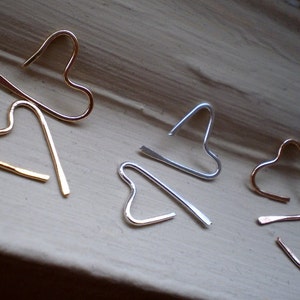 We Are in Love - Three Pairs of Teeny Tiny Heart Open Hoop Earrings - Sterling, Rose Gold Fill and 14K Gold Fill