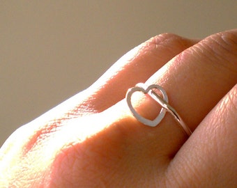 We are in Love - One Simple Heart Thick Sterling Silver Stacking Ring