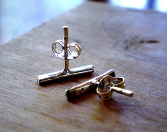 Reclaimed Sterling Silver Linear Line Stud Earrings