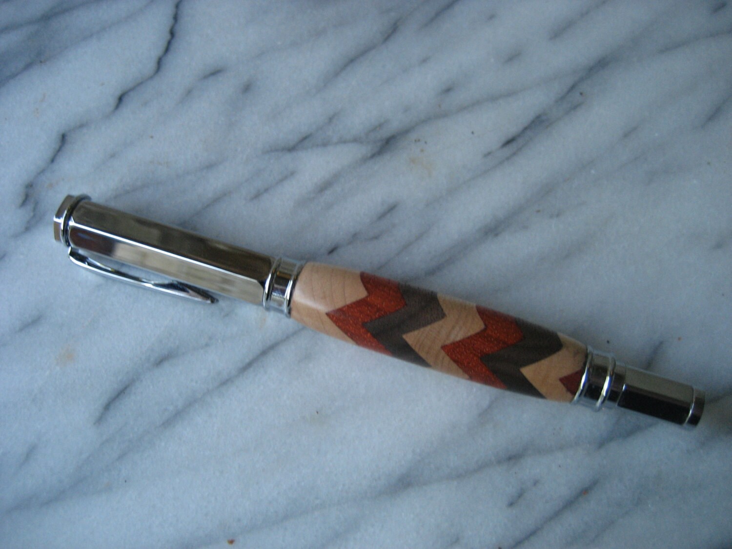 Hex Style Rollerball Pen Cap Segmented Wood Etsy