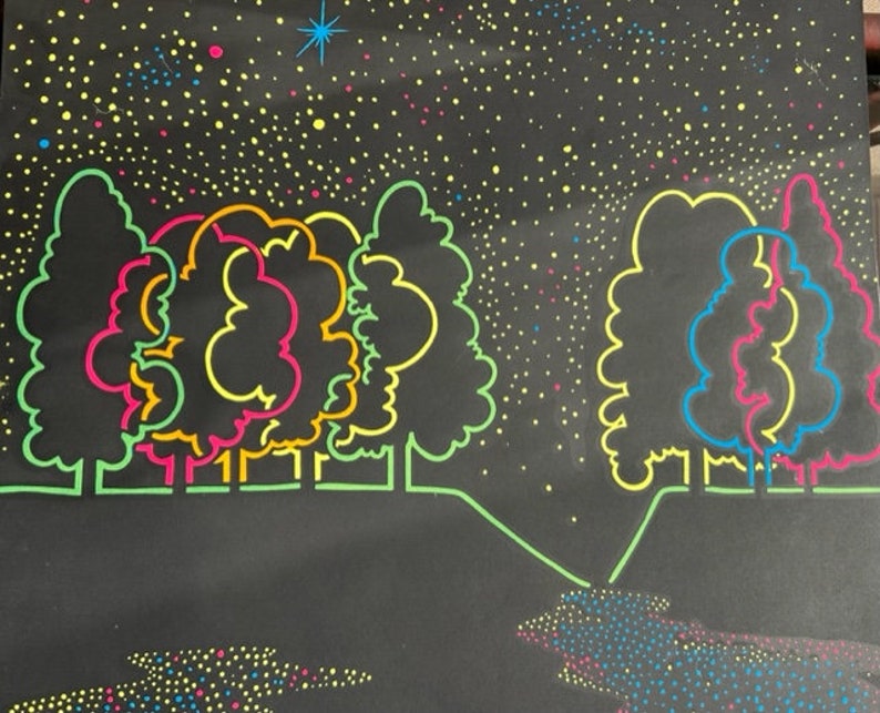 Black Light Art Poster, Neon Night by Roberta Bell Etsy