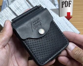 Template, pattern for Money Clip with hand punching. PDF pattern for leather.