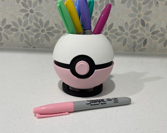 3D-geprinte roze witte en zwarte balpenhouder, haaknaaldhouder bureauaccessoire