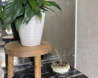 Solid Wood Flower Stand - Elevated Plant Pot Tray for Floor, Ideal for Living Room and Balcony, Minimalist Storage Shelf