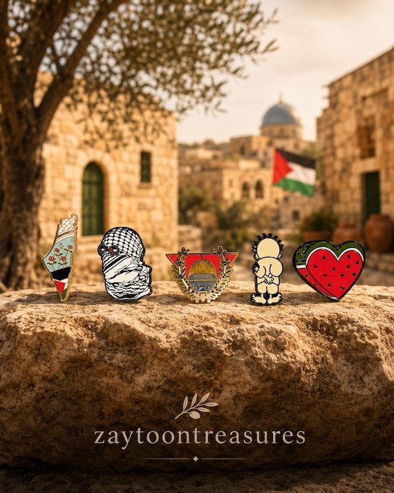 Palestine, pins, resistance, watermelon, kuffiyeh, brooches, Gaza