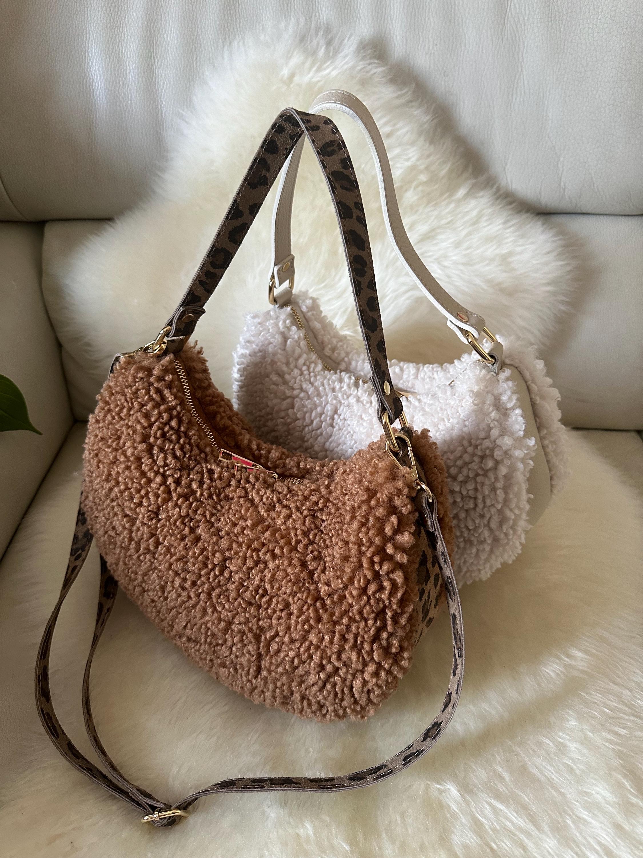 Teddy faux fur cow shoulder bag sale