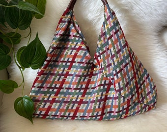 Sac à main en coton Made in Italy, sac à main, sac bandoulière, sac à anse en cuir, sac coloré, sac recyclé