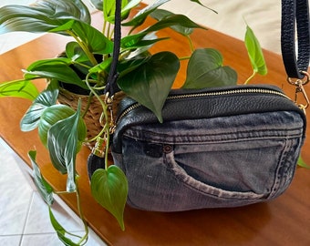 Bolso denim, bolso jeans, bolso de piel, bolso reciclado, bolso Made in Italy.