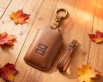 Etui porte-clés en cuir personnalisé compatible pour Renault Clio Captur Megane Kadjar... Etui à clés de voiture fait main, cadeau pour lui/elle