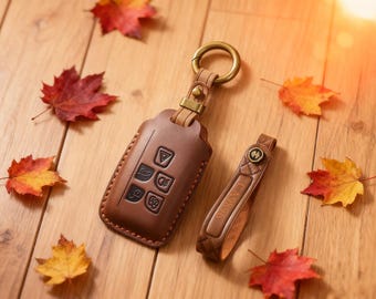 Genuine Leather Key Fob Cover Compatible for Land Rover Range Rover Evoque Discovery Sport Land Rover Range Rover Velar ... Gift for Him/Her