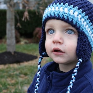 PDF Pattern Crocheted Earflap Beanie (Sizes newborn, 0-3m, 3-6m, 6-9m, 9-12m, & 12-24m) Instant Download