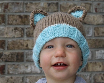 PDF Pattern for Knit Bear Beanie (10 sizes newborn to Adult) Instant Download