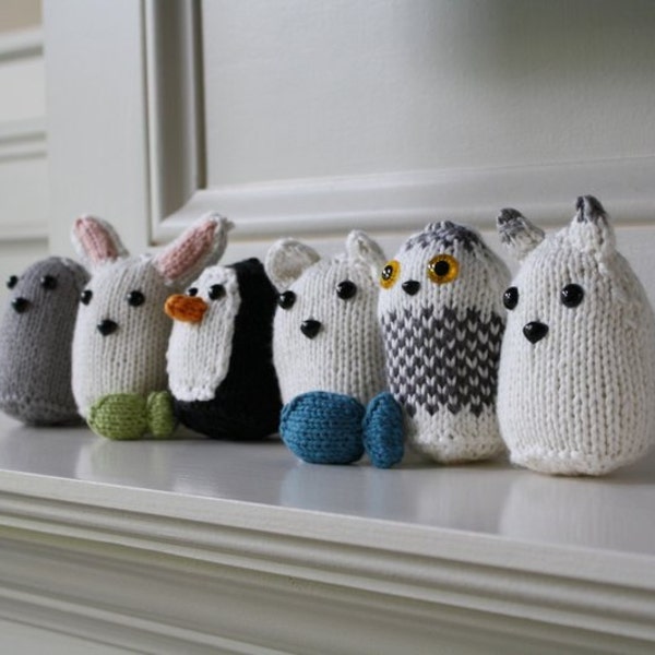 Actic Friends - Seal - Arctic Rabbit - Penguin- Arctic Mouse - Arctic Owl - Arctic Fox PDF Knit Pattern - Instant Download