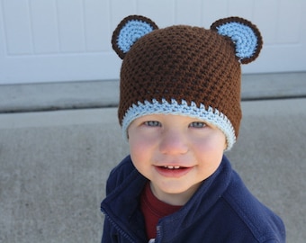 PDF Pattern for Crocheted Bear Beanie (10 SizesNewborn to Adult) Instant Download