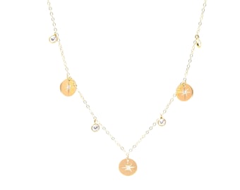Three Wishes charm necklace gold filled discs