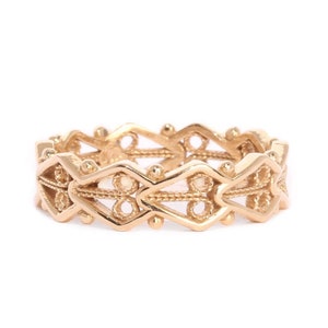 Lace ring 14k gold, filigree band, stack ring, wedding ring