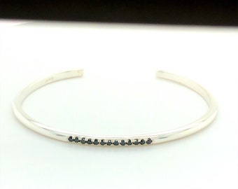 Bracciale rigido Black Diamond, bracciale sottile, braccialetto Lucky 13