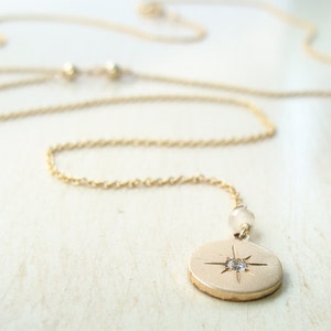 lariatketting met starburst-bedel, gold filled Y-ketting bedel